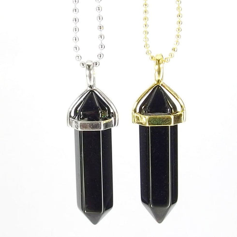 Black Agate Gemstone Pendant Necklace